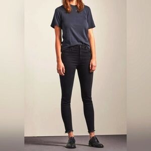 AG Adriano Goldschmied The Farrah high rise skinny ankle frayed hem blac…